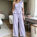 Women's Elegant Commuter Two Piece Set Sleeveless Camisole Bow Tie Top And Pants Solid Color European American Style_ecoleips.com
