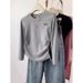Simple Resort Solid Color Long Sleeve Sweater T-Shirt Women's Fall Winter Printed Crew Neck Top Wholesale_ecoleips.com