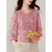 Pink Floral Women, 2025 Spring-summer New High-end Shirt, Mulberry Silk Pink Dopamine Blouse For Women_ecoleips.com