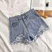 Women's Clothing Ripped Denim Shorts Summer New High Waist Loose Slim Wide Leg Versatile Raw Edge Hot Pants_ecoleips.com