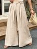 Women's Casual Loose Wide Leg Pants Spring Summer Fashion Ice Silk Wrinkled Belted Long Trousers_ecoleips.com