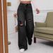 Women's Clothing Versatile Fashion Simple Ripped Ladies Wide Leg Pants_ecoleips.com