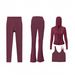 Women's Slim Fit Four Piece Set Hooded Jacket U Shaped Vest Flared Pants Cropped Pants Elastic Fit Sportswear_ecoleips.com