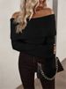 Women's Clothing One Line Collar Slim Fashion Sexy Knitted Long Sleeved Women's Sweater_ecoleips.com