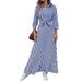 Women's Long Sleeve Striped Shirt Dress - Stylish Office Wear & Casual Spring Outfit With Button Front & Flowy Design_ecoleips.com