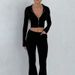 2025 Spring New European And American Cross Border Solid Color Slim Short Hooded Top Casual Pants Suit Two Piece Set Women_ecoleips.com