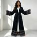 Islamic Abaya Kaftan Dubai Arabic Fashion Muslim Dress Caftan Marocain Eid Cardigan Ramadan Elbise Robe Femme Rhinestone Gowns_ecoleips.com