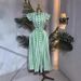 Women's Striped Shirt Dress Spring Belted Waist Flowy Midi Length Collared Short Sleeve Feminine Dress Side Slits_ecoleips.com