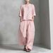 Women’s Casual Linen Shirt & Pants Set – Breathable Cotton Two-Piece Outfit For Spring & Summer_ecoleips.com