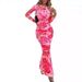 Women's Clothing Autumn Long Sleeved Floral Print Tight Pleated Sexy Dress_ecoleips.com