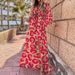 Spring/Summer Printed Dress For Women Loose Fit Tie Waist Full Skirt_ecoleips.com