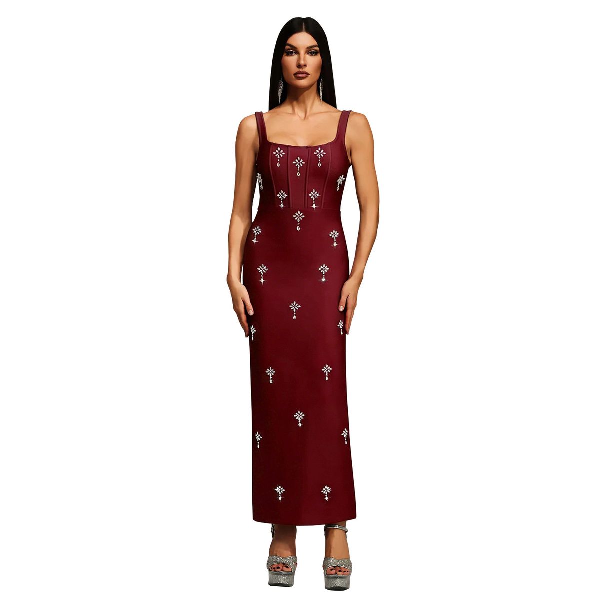 Fashion Women's Elegant Backless Dress with Rhinestone Strap Elegant Women's Clothing_ecoleips.com