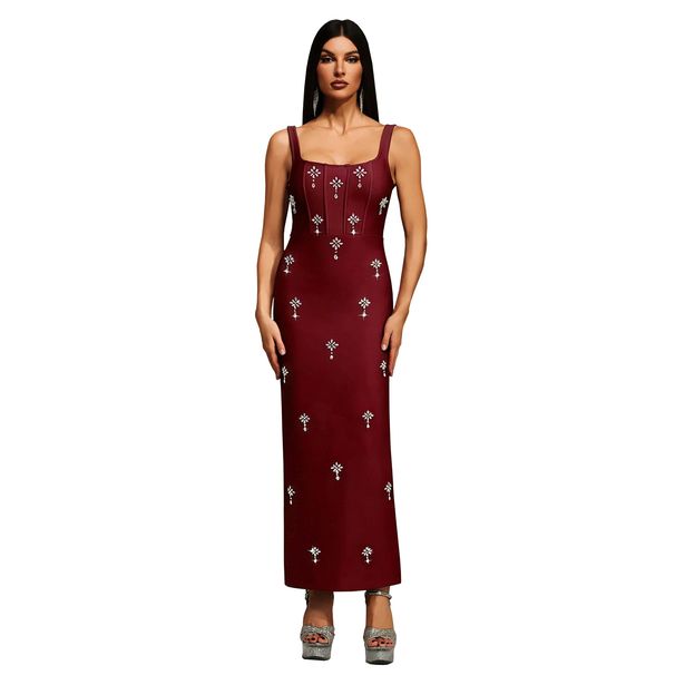 Fashion Women's Elegant Backless Dress with Rhinestone Strap Elegant Women's Clothing_ecoleips.com