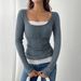 2025 European And American Fashion Simple Square-Round Neck Lace Patchwork Single-Breasted Slim-Fit_ecoleips.com