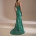 European American Women's Summer New Style Dress Halter Neck Backless Slim Fit Lace Fishtail Banquet Gown_ecoleips.com