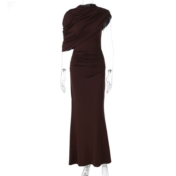 European And American Hot-Selling Women's 2025 Summer New Fashion Asymmetrical Shoulder Design Tight-Fitting Bodycon_ecoleips.com