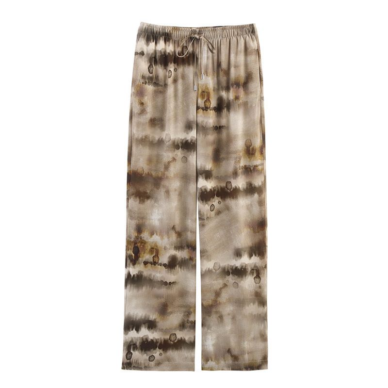 Spring Summer Women's Fashion Casual Versatile V Neck Tie Dye Shirt And Pants Set European American Style Export Order_ecoleips.com