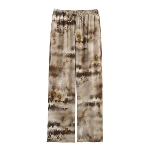 Spring Summer Women's Fashion Casual Versatile V Neck Tie Dye Shirt And Pants Set European American Style Export Order_ecoleips.com