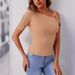 Women's Clothing Women's Summer Kylie Same Style One Shoulder Elegant Double Layer Mesh Short Sleeve Slim Fit Top Hot Style_ecoleips.com