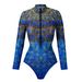 Women's European American Style Swimsuit UPF35 Long Sleeve Quick Dry Sun Protection Sports Swimwear with Beach Skirt_ecoleips.com
