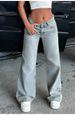 Low-Rise Flared Jeans For Women - Stretchy Wide Leg Denim Pants With High Elasticity (Light Blue)_ecoleips.com