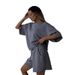 Aria Basics Aria Basics 2025 European And American Cross-Border Fashion Solid Color Casual Round Neck T-Shirt Short Sleeve Button Shorts_ecoleips.com