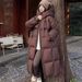 girl Girl Girl Black Hooded Down Jacket For Women, Mid-Length, 2025 Winter New Thickened Over-the-Knee Petite Style Long Coat_ecoleips.com