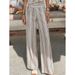 Casual Style Women's Striped Lace-up Wide-leg Pants, Thin And Breathable, Striped Printing, High Waist And Loose, Daily Commuting_ecoleips.com