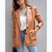 Women's Clothing Street Style Pure Color Casual Fashion Three color Leather Jacket _ecoleips.com
