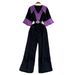 Elegant French-Inspired V-Neck Short Sleeve Jumpsuit With Contrast Color & Waist Belt - Flowy Wide Leg Pants For Women, Summer Retro Chic Outfit_ecoleips.com