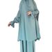 Middle Eastern Women's Two-Piece Robe Set With Headscarf And Bell Sleeves Loose Solid Color Long Dress Turkey_ecoleips.com