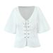 Women's Clothing Sweet Spicy Style Puff Sleeve Tie Shirt High Waist Ruffle Skirt Two Piece Set_ecoleips.com