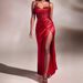 Women's Clothing Solid Color Suspender Hollow Back Strap Fishbone Waist Slit Pleated Long Skirt_ecoleips.com