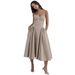 In Stock 2024 Summer Niche Style Patchwork Casual Slip Dress, Solid Color, Waist-cinching, Slimming, Large Hem Dress_ecoleips.com