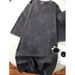 European Size Women's Oversized Vintage Washed Cotton Top Pure Black Short Sleeve_ecoleips.com