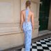 European And American Women's Clothing 2025 Summer New Fashion Printed Sexy Slim-Fit Vacation Style Backless Tie-Up_ecoleips.com