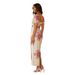 Women's Clothing Linen Print Slit Holiday Dress_ecoleips.com