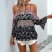 Women's Clothing Suspender Tops Bat Sleeves Ethnic Style Printed Shirts For Women_ecoleips.com