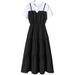 Women's Clothing Women's Fashion Sling Two Piece Long Skirt Summer Fat Girl New Style Slim Short Sleeved Dress_ecoleips.com