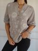 Women's Clothing Ladies Lace Embroidery Button V Neck Shirt_ecoleips.com