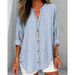 Women's Casual Fashion Striped Shirt Button Detail Long Sleeved Solid Color Autumn Winter New Style_ecoleips.com
