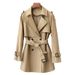 British Style Double-Breasted Trench Coat – Slim Fit Spring/Autumn Women’s Jacket (Khaki/Light Green, M-XL)_ecoleips.com