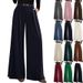 High-Waisted Wide Leg Dress Pants - Flowy Polyester Office Trousers With Pockets For Women (Black/Grey/Beige/Caramel/Pink/Navy, S-XXL)_ecoleips.com