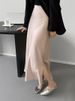 Elegant Satin High-Waist Mermaid Skirt - Flowy Tailored Fit, Slimming Mid-Length Pencil Skirt For Women_ecoleips.com
