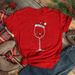 European And American Cross-border Foreign Trade Women's Clothing Christmas Wine Glass Print Round Neck Short-sleeve_ecoleips.com