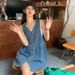 Sleeveless Strap Dress Women Summer Single-Breasted Pockets Denim Dresses Woman Korean Style Loose A Line Mini Dress_ecoleips.com