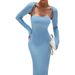 Voya Women's Light Blue Elegant Fashion Set, Spring And Summer Shawl Dress Two-piece Set_ecoleips.com