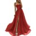 Suspender Evening Dress Cross Border New Style Birthday Party Little Sister Party Evening Dress High Waist Slim Side Slit Dress_ecoleips.com
