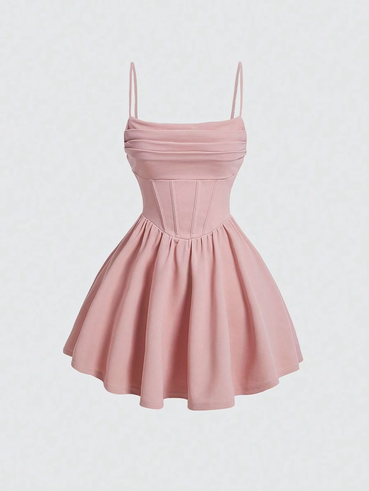 Women's Clothing Summer Fashion Sexy Dress Solid Color Pleated Back Zipper Suspender Dress_ecoleips.com