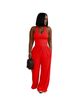 TW839 Women's Summer Casual Halter Neck Set Solid Color Street Style High Waist Wide Leg Pants with Pockets_ecoleips.com